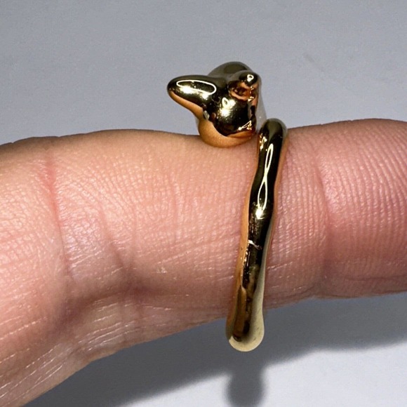 Ring Snail Abstract Gold Tone Modernist Nugget Size 5.25 Stamped Ohm Brand - Picture 6 of 8